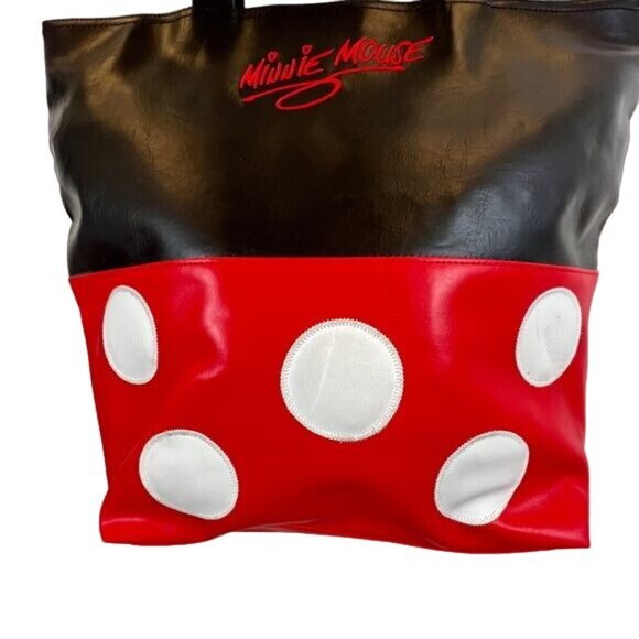 Disney Vintage Black Red White Minnie Mouse PVC Large Tote Bag - Picture 2 of 8